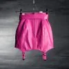 pink leather mini skirt with belt